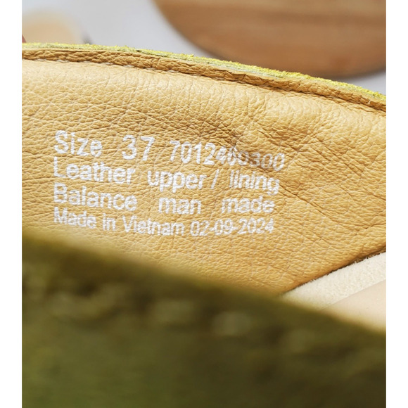 Dansko Bridget Platform Sandal Women 37 Chartreuse Leather Chunky Sole Boho Shoe - Picture 13 of 14